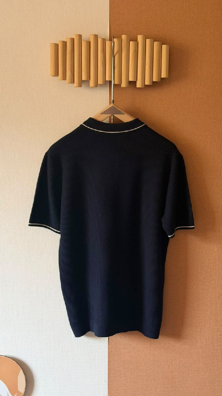 Loro Piana Zip-Placket Polo Shirt - Navy