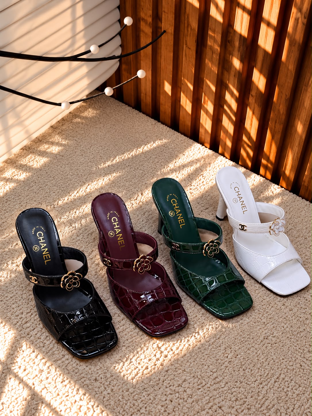Chanel Heels - Burgundy, Black, Green, White