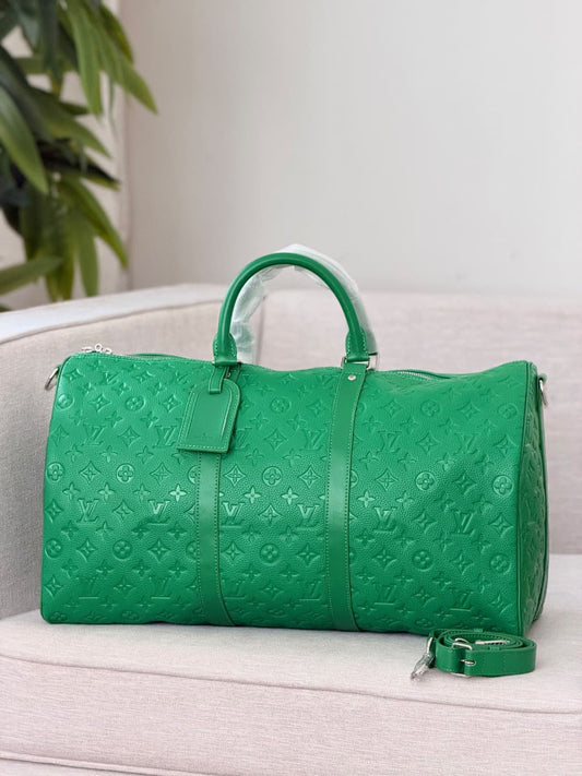 Louis Vuitton Keepall Bandouliere Handbag - Green Embossed
