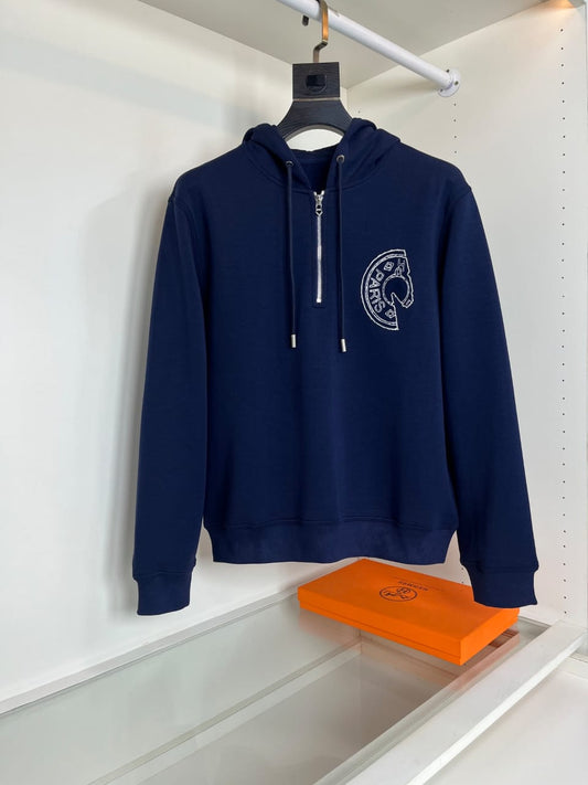 Hermès Hoodie Half-Zip - Navy