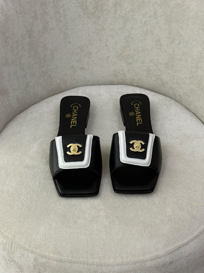 Chanel Slippers - Black & White