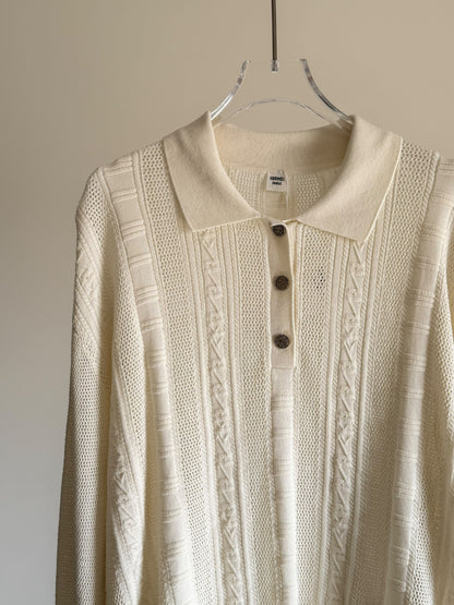 Hermès Polo Sweater Cable Panel - White