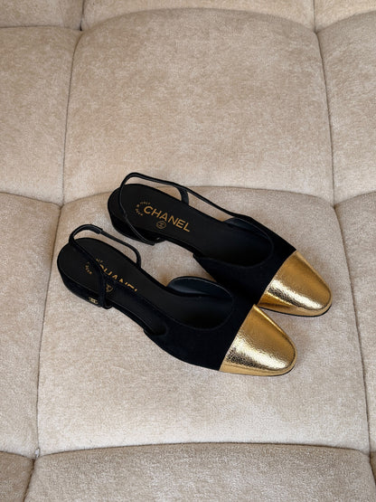 Chanel Heels - Black Embossed