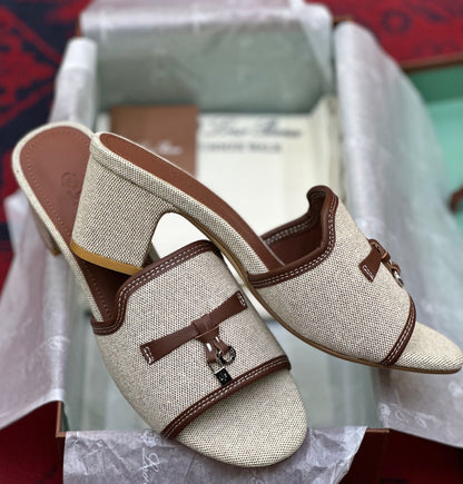 Loro Piana Strap Detail Heels - Beige & Brown