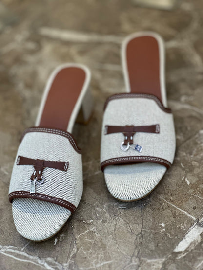 Loro Piana Strap Detail Heels - Beige & Brown