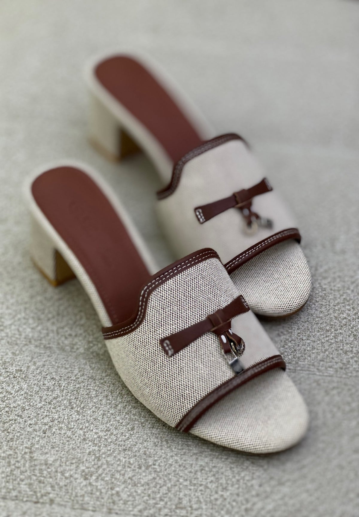 Loro Piana Strap Detail Heels - Beige & Brown