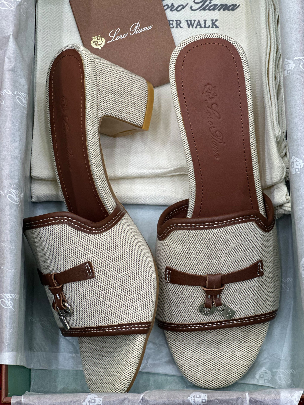 Loro Piana Strap Detail Heels - Beige & Brown