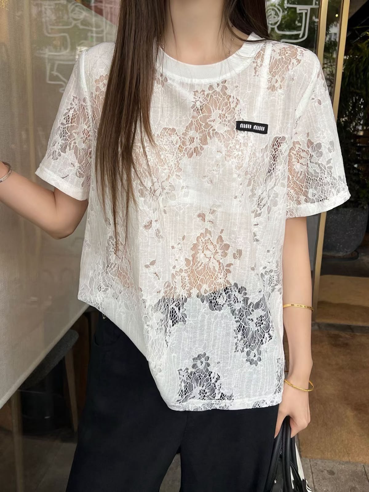 Miu Miu Floral T-Shirt - White