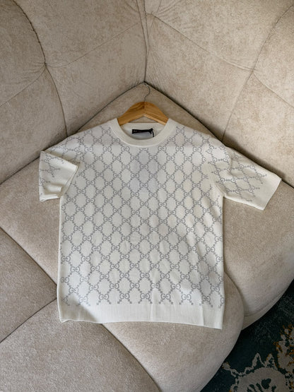 Gucci Knitted T-Shirt - Grey, White, Pink