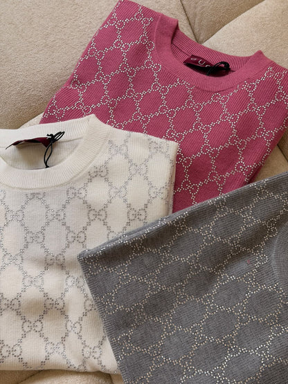Gucci Knitted T-Shirt - Grey, White, Pink