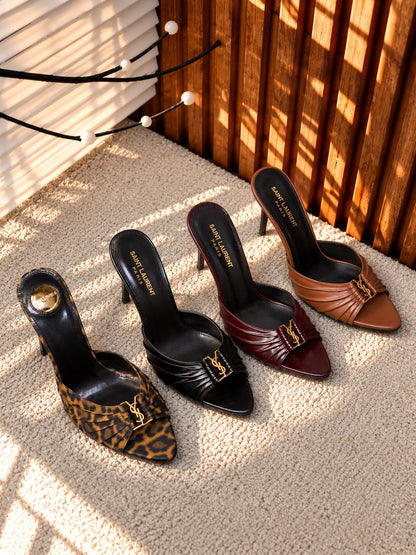 YSL Heels - Black, Brown, Burgundy, Leopard