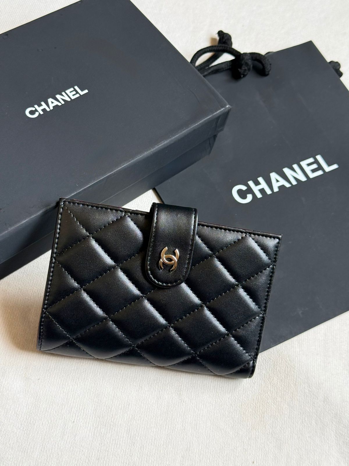 Chanel Wide-Quilted Wallet - Black