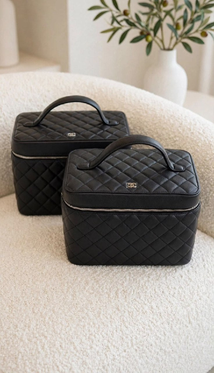 Chanel Makeup Bag Handle Case - Black