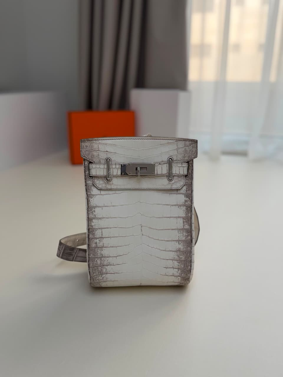 Hermes Crossbody Bag - White Embossed