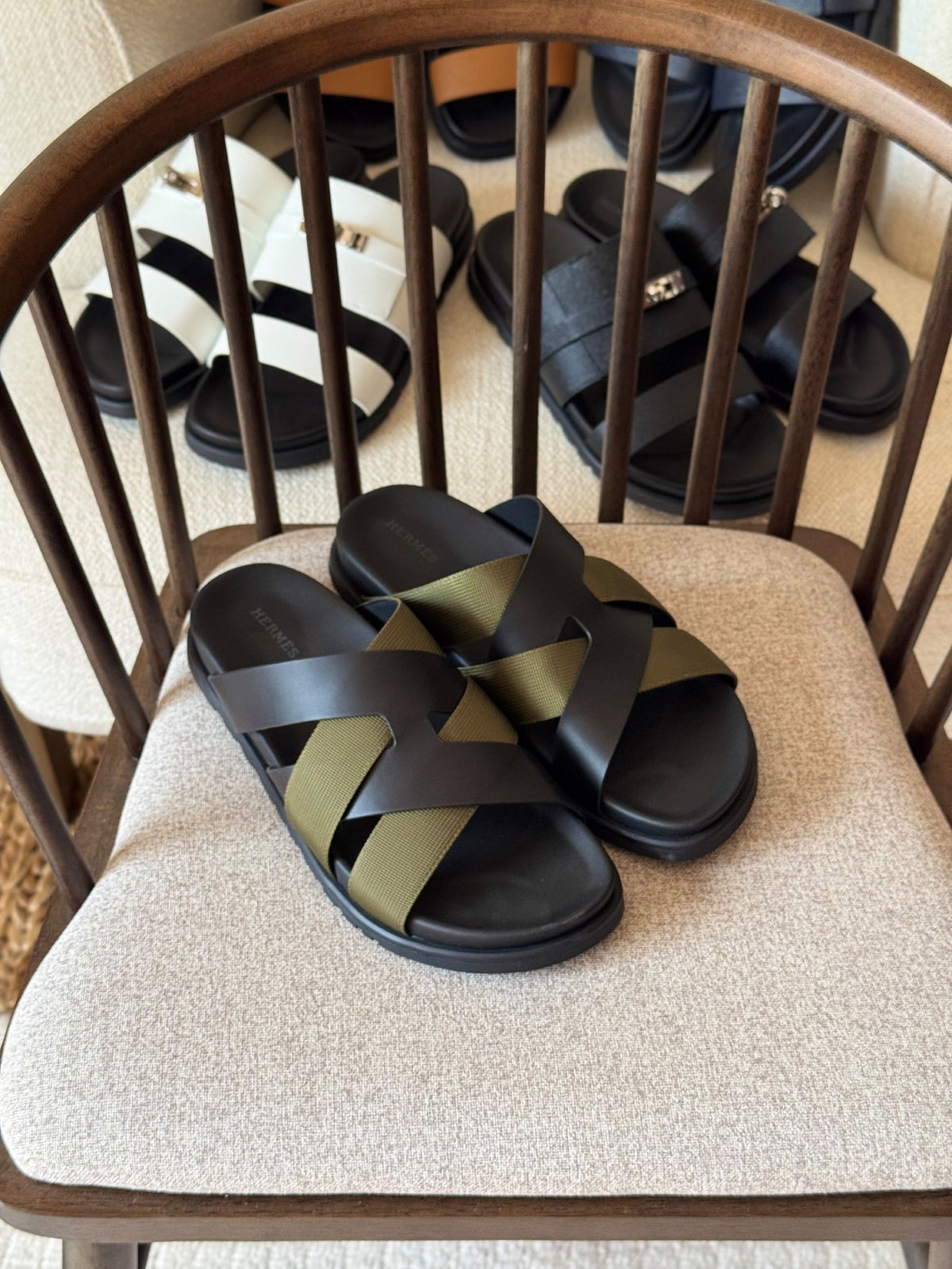 Hermès Slippers - Black & Green