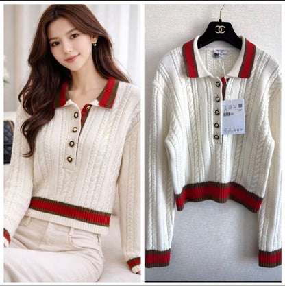Chanel Polo Sweater - White