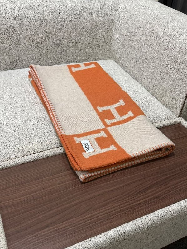 Hermès H-Pattern Blanket - Orange
