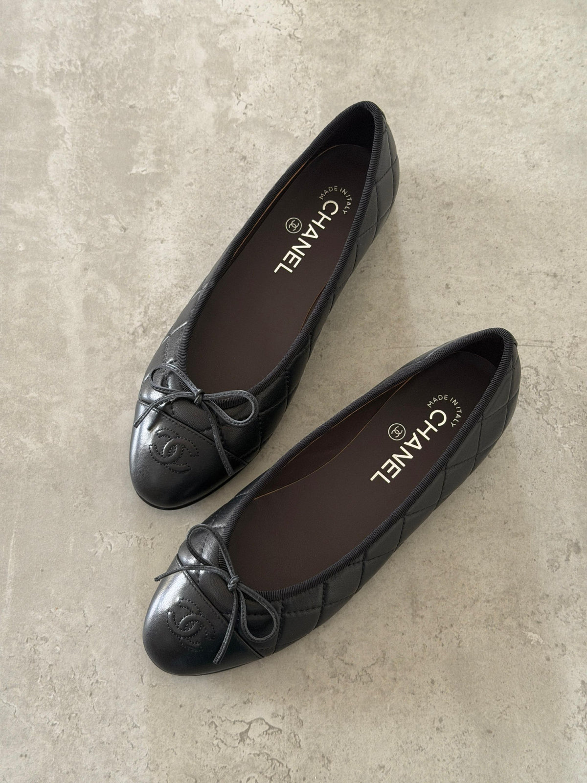 Chanel Quilted Bow Ballerina - Black, Navy