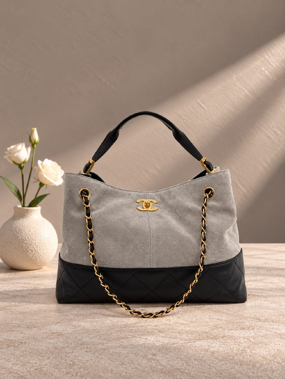 Chanel Curved-Top Shoulder Bag - Grey