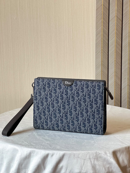 Dior Tab-Front Clutch - Navy
