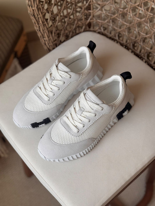 Hermes Panelled Sneakers - Grey & White