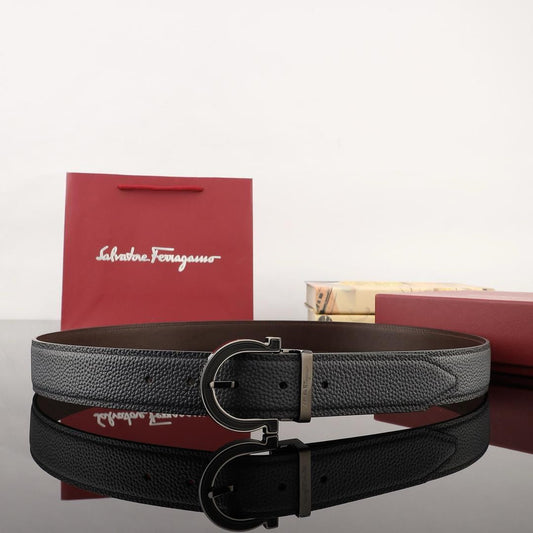 Salvatore Ferragamo Round Buckle Belt - Dark Grey