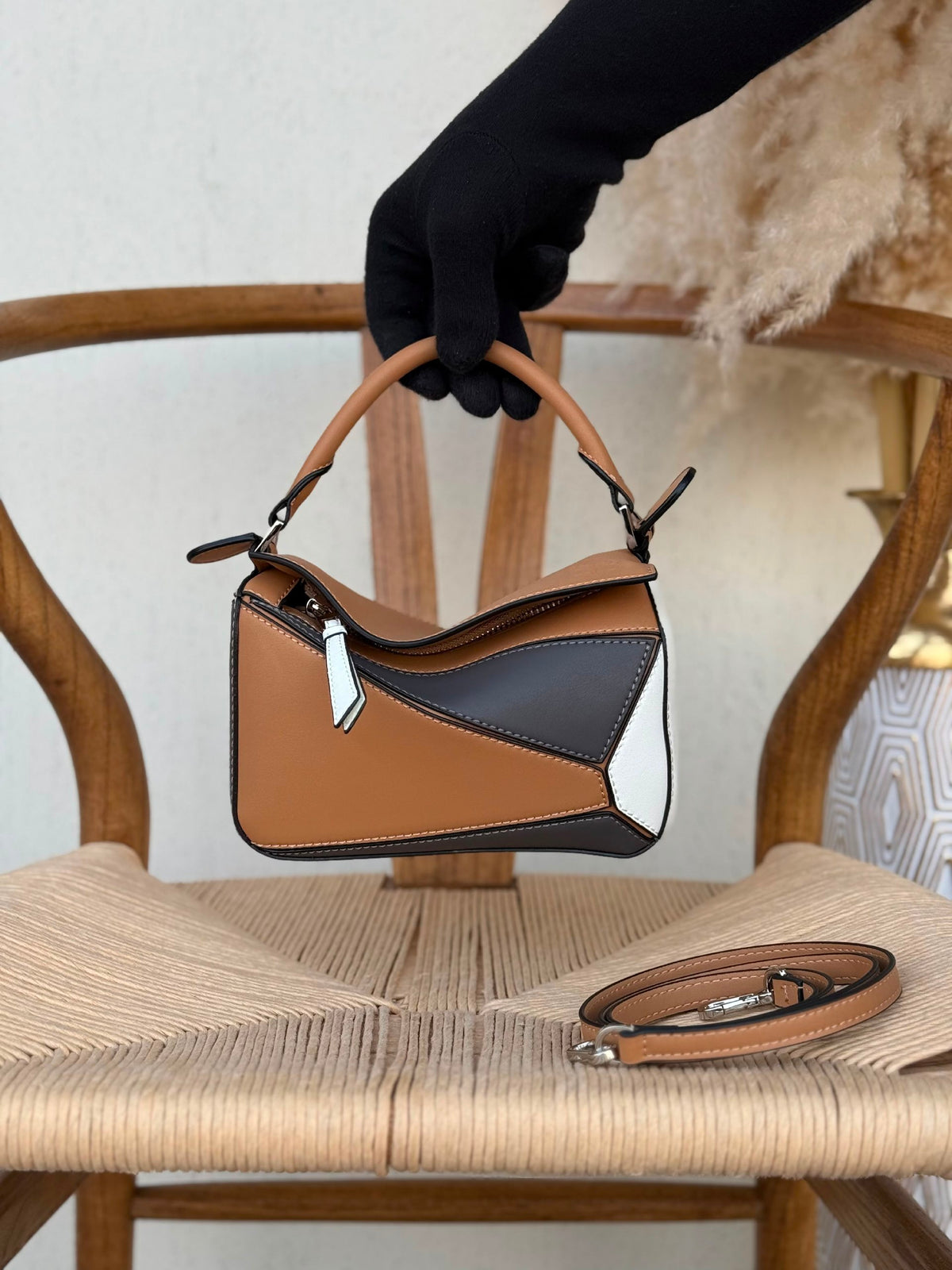 Loewe Handbag Geometric Puzzle - Brown Colorblock