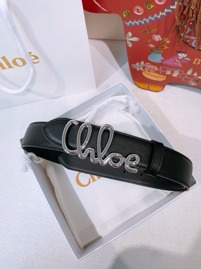 Chloé Compact Logo Belt - Black