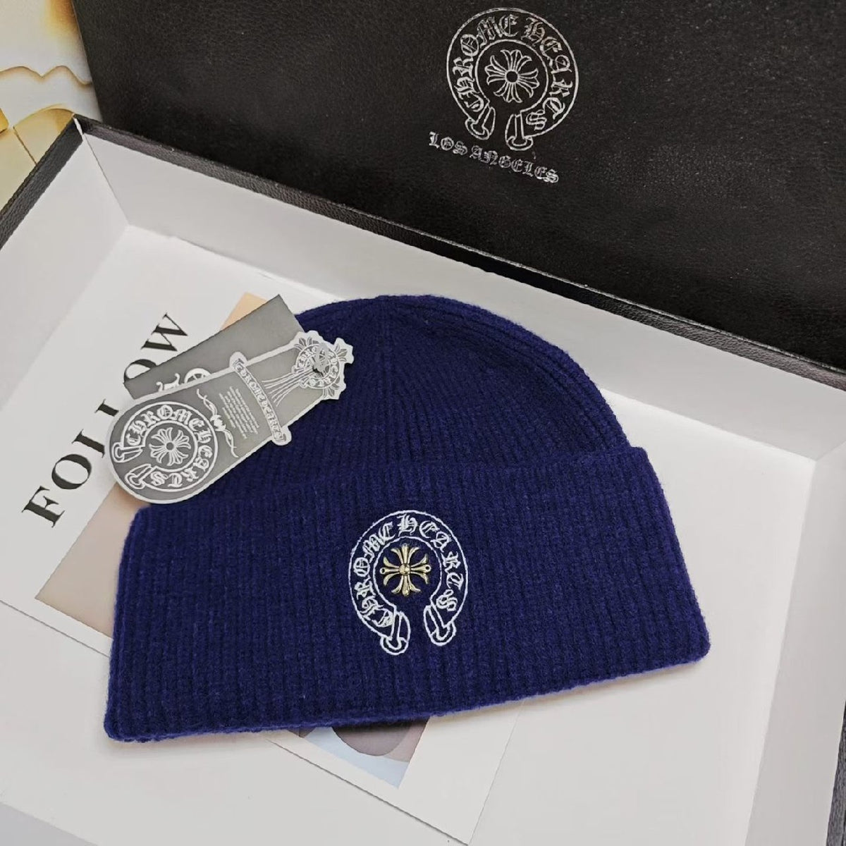 Chrome Hearts Beanie Horseshoe Logo - Blue