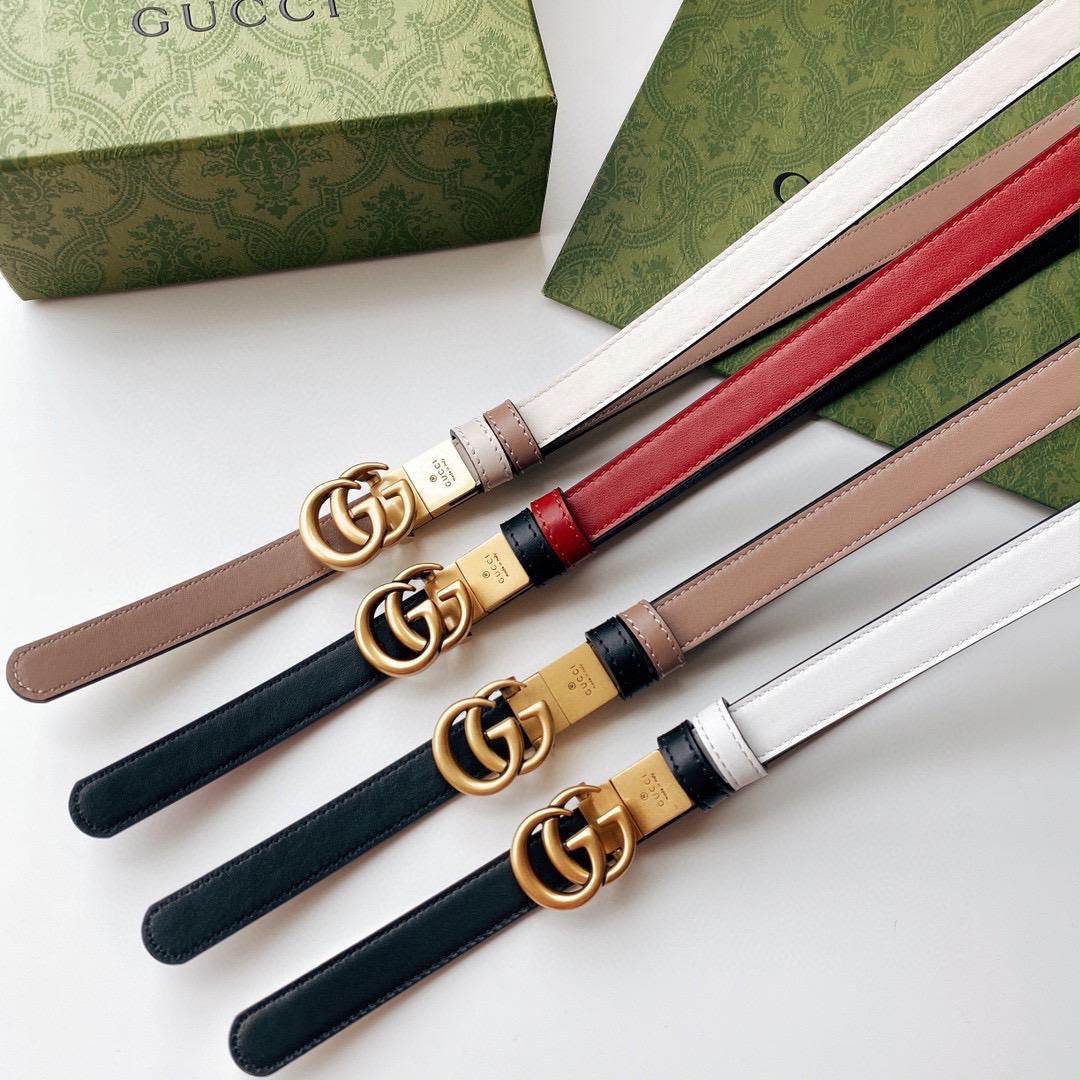 Gucci Double G Buckle Belt - Red, White, Beige, Brown