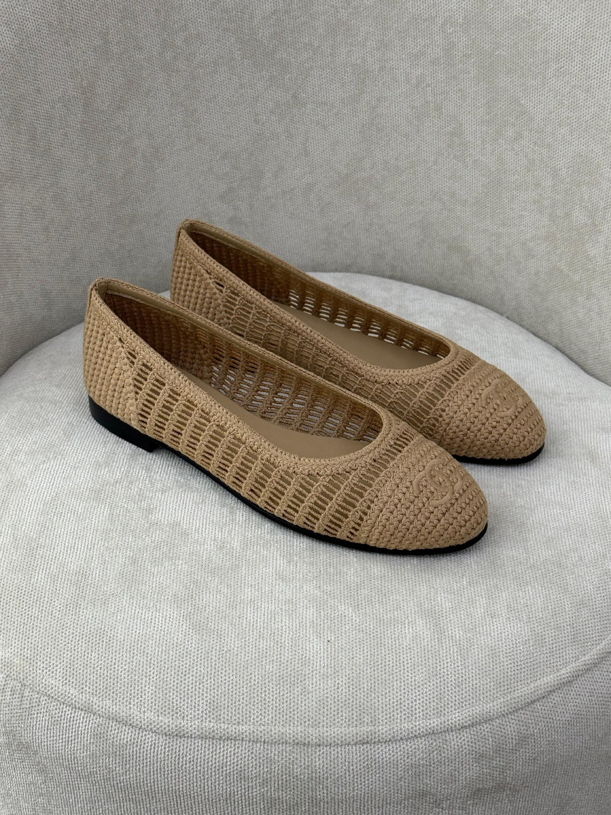 Chanel Round-Toe Ballerina - Beige