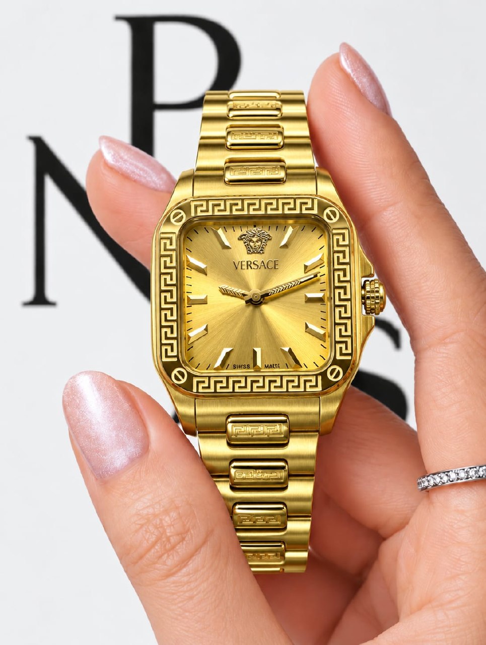 Versace Watch Greek Key Integrated Bracelet - 