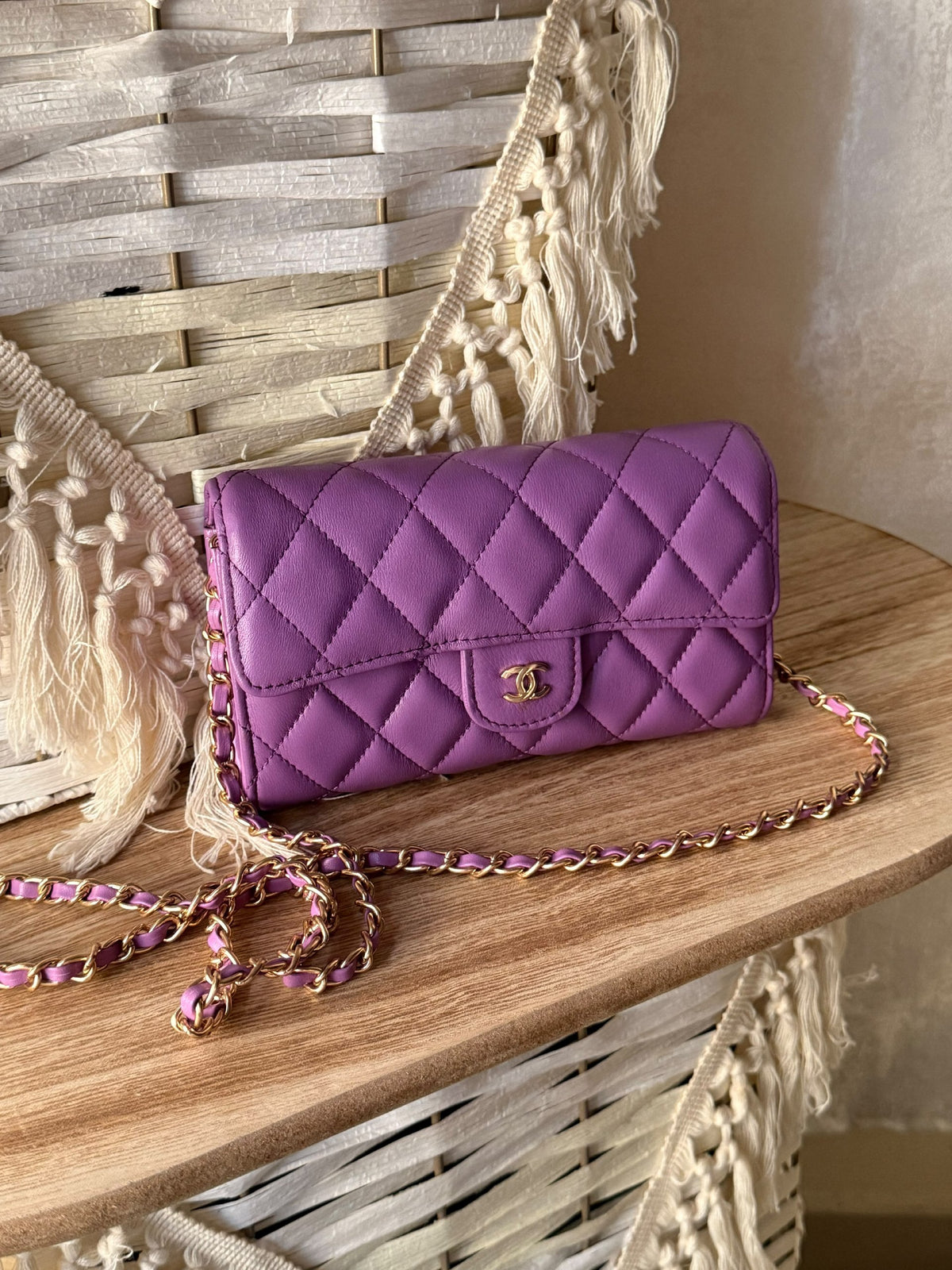 Chanel Quilted Flap Crossbody Bag - Purple