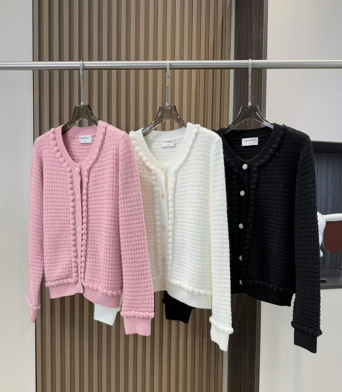 Chanel Cardigan - Pink, White, Black