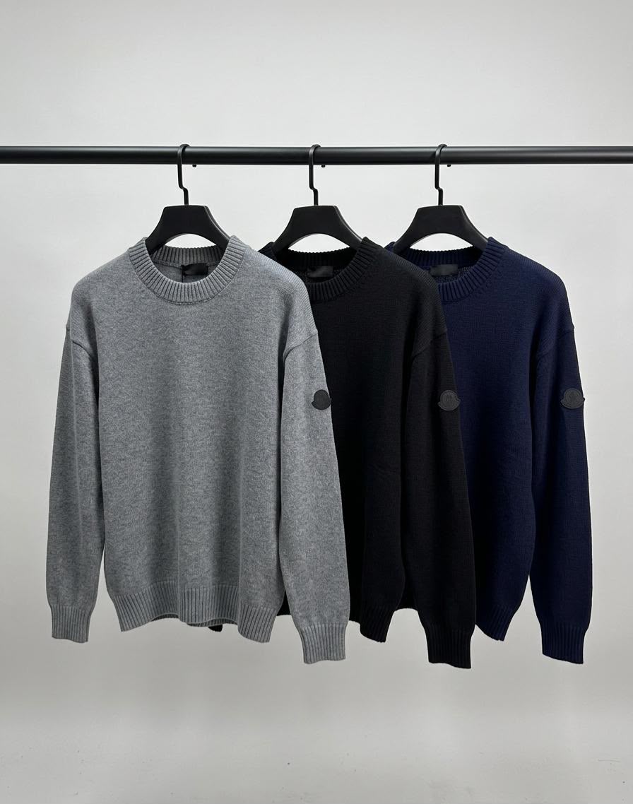 Moncler Crew Neck Sweater - Grey, Black, Navy
