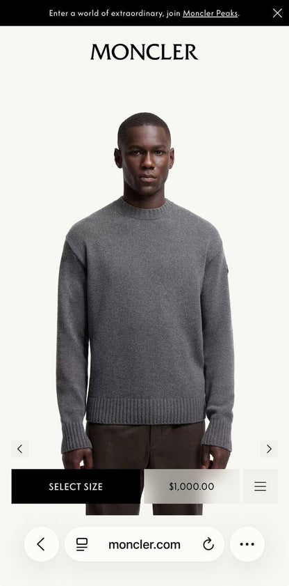 Moncler Crew Neck Sweater - Grey, Black, Navy