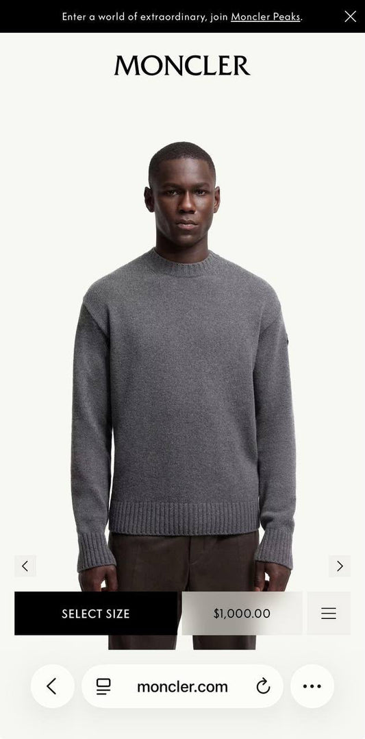 Moncler Crew Neck Sweater - Grey, Black, Navy