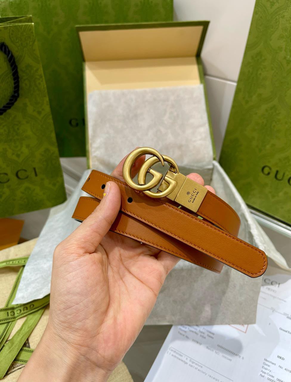 Gucci Plate Buckle Belt - Brown