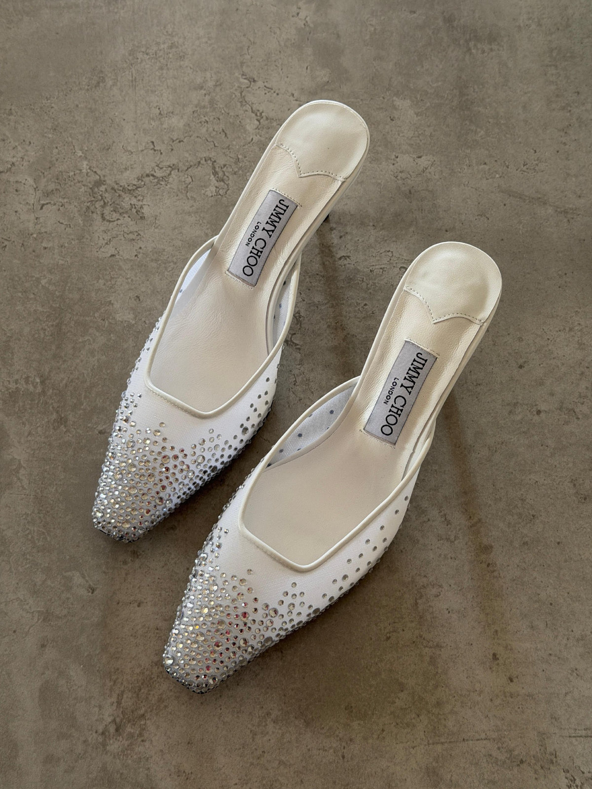 Jimmy Choo Pointed Mule Heels - White