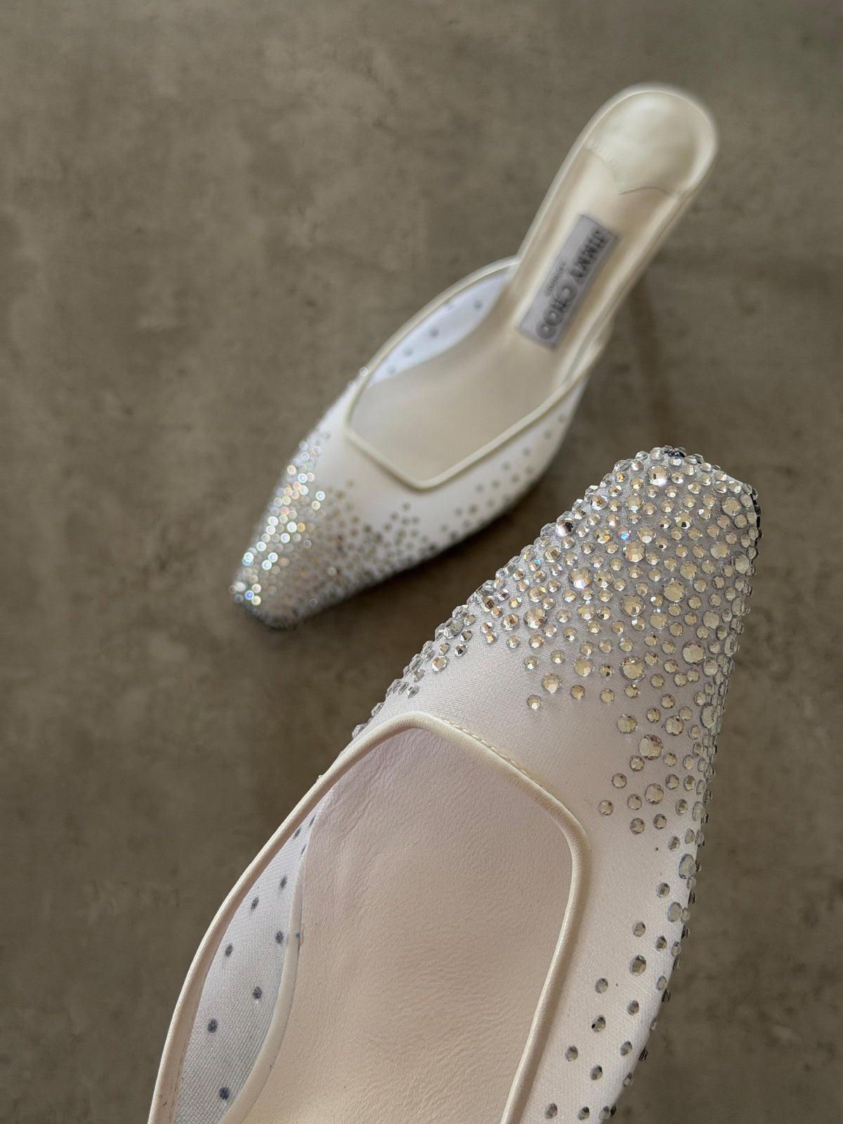 Jimmy Choo Pointed Mule Heels - White