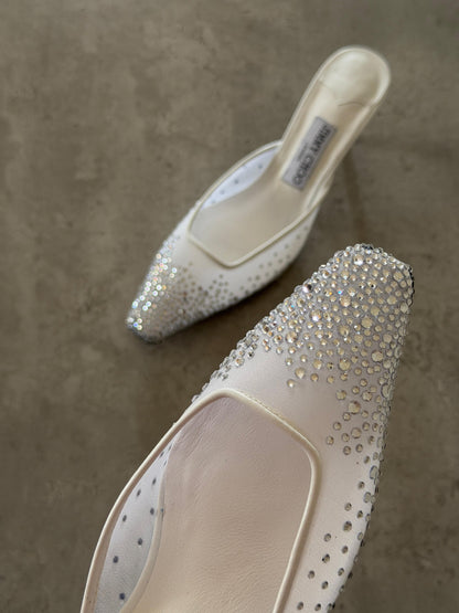 Jimmy Choo Pointed Mule Heels - White