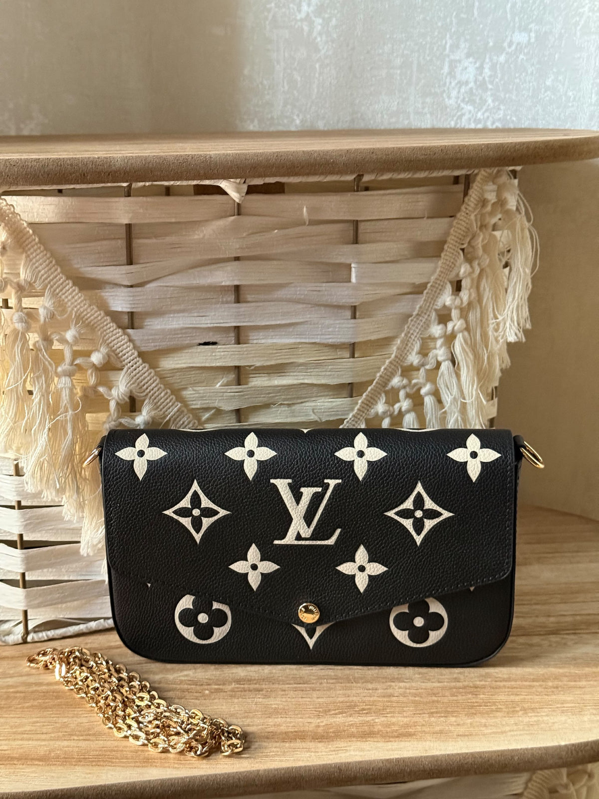 Louis Vuitton Oversized Motif Crossbody Bag - Black