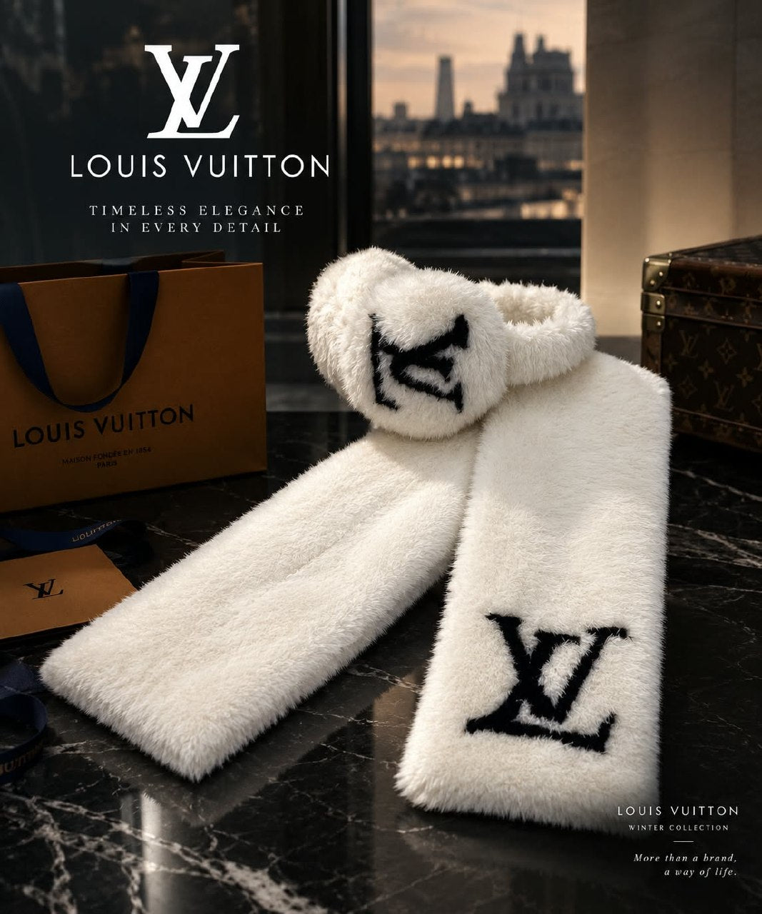 Louis Vuitton Scarf & Earmuffs - White