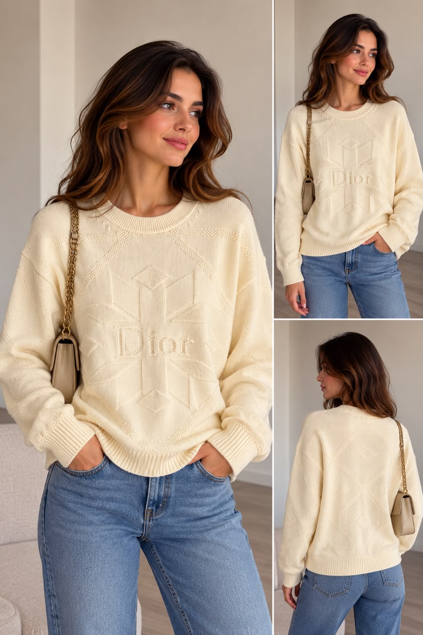 Dior Geometric Sweater - White