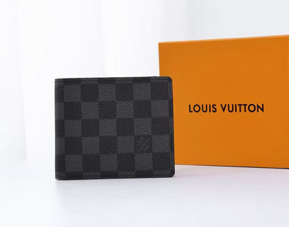 Louis Vuitton Check Pattern Wallet - Black Embossed