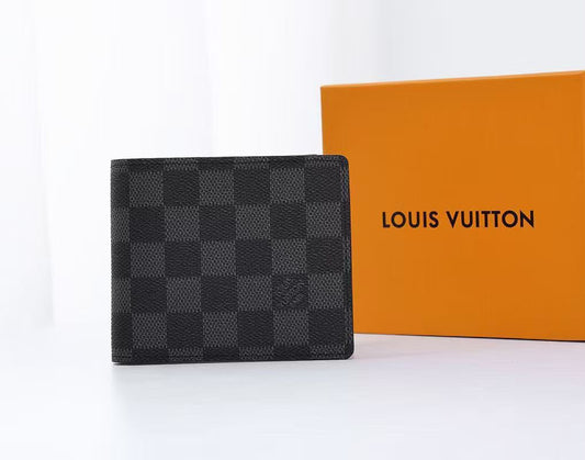 Louis Vuitton Check Pattern Wallet - Black Embossed