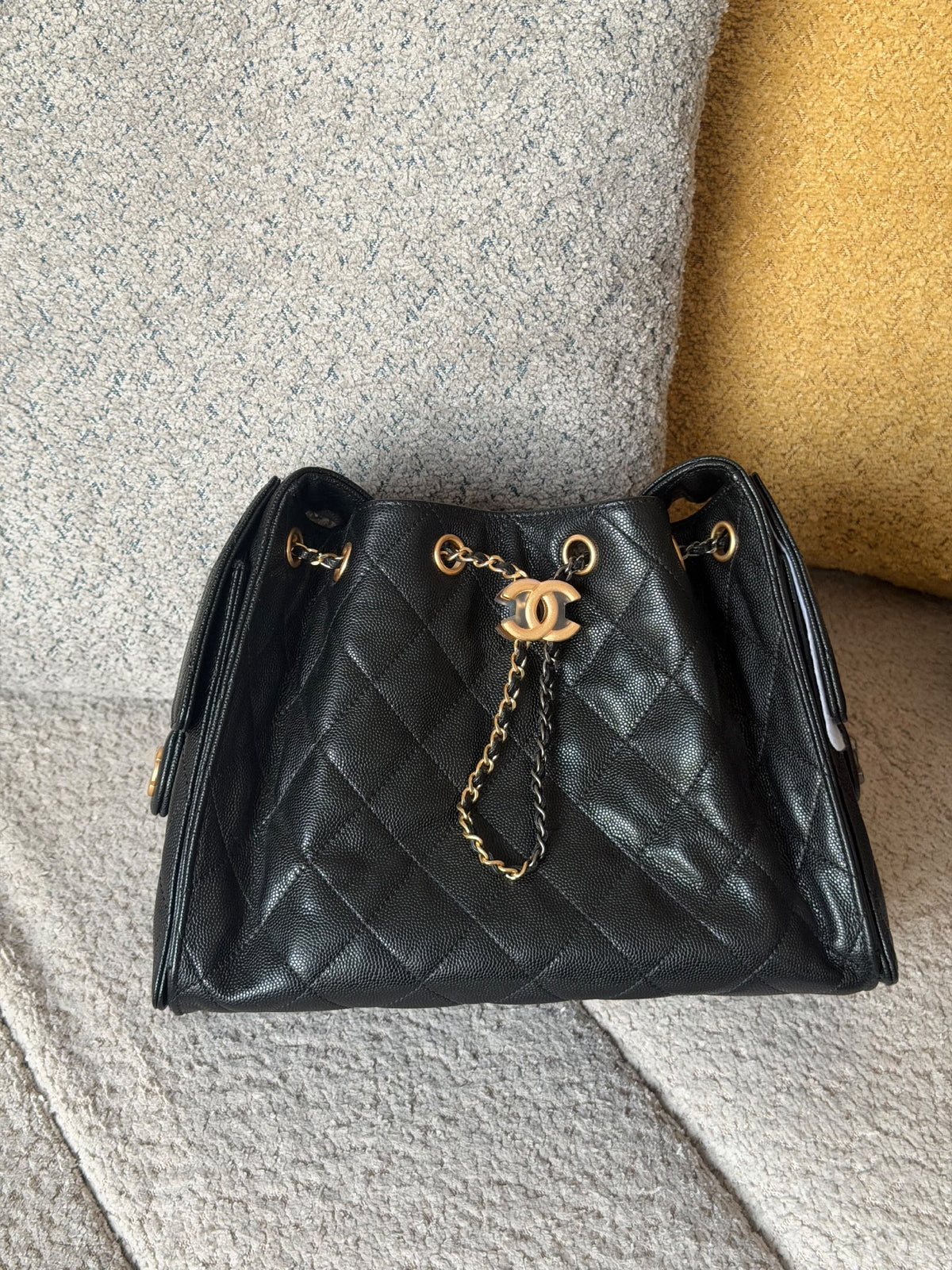 Chanel Drawstring Bucket Bag - Black