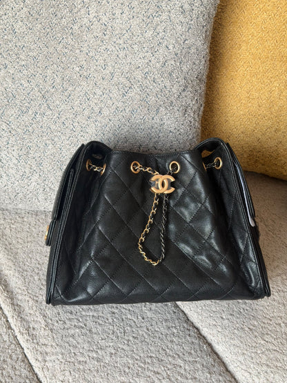 Chanel Drawstring Bucket Bag - Black
