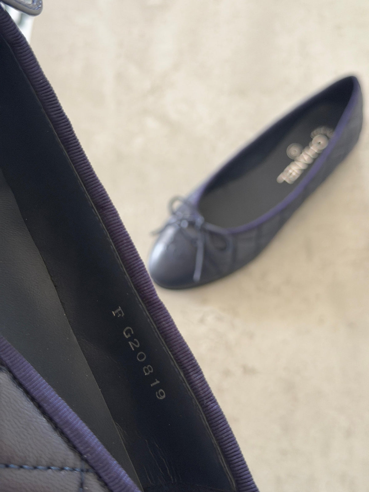 Chanel Quilted Bow Ballerina - Navy