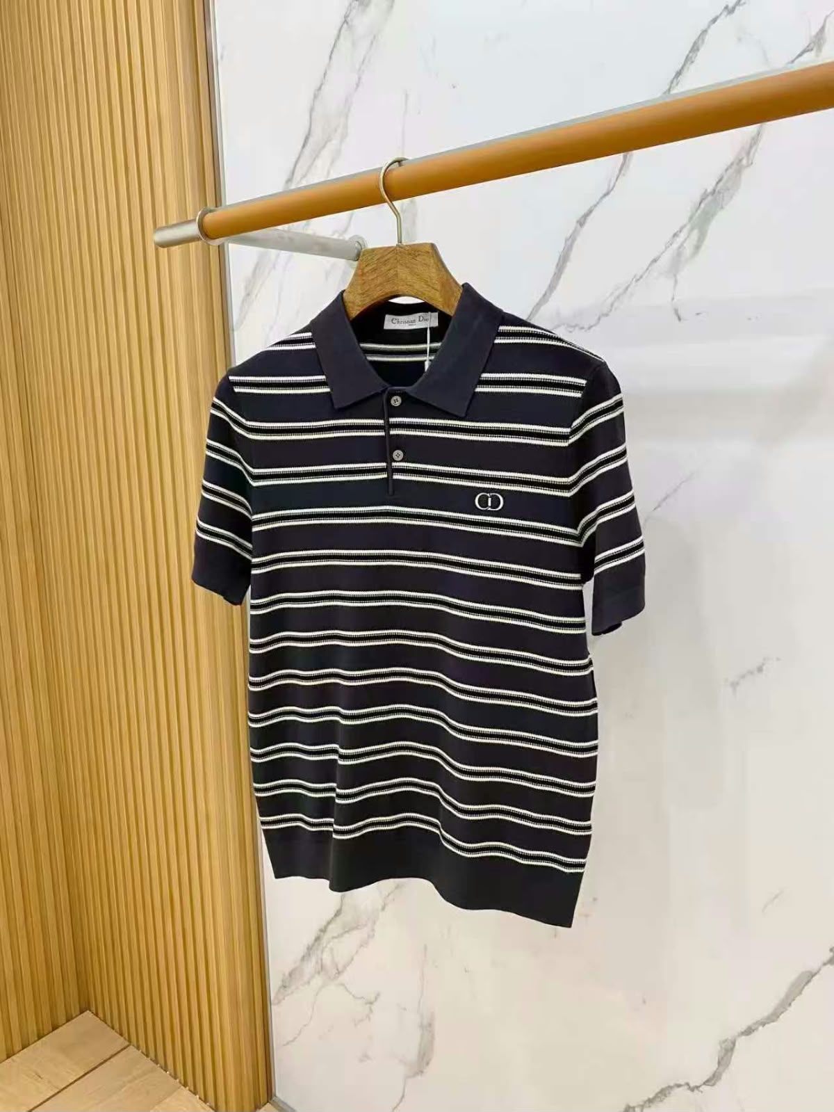 Dior Striped Polo Shirt - Navy